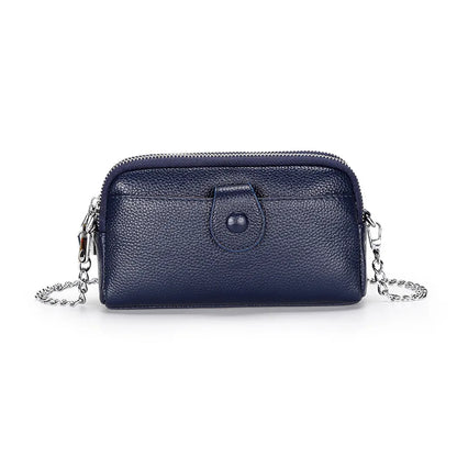 Portefeuille long cuir véritable femme pochette chaîne bandoulière