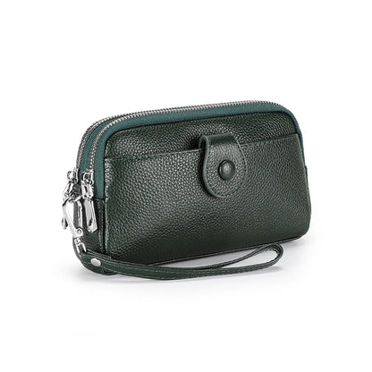Portefeuille long cuir véritable femme pochette chaîne bandoulière