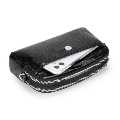 Portefeuille long cuir véritable femme pochette chaîne bandoulière