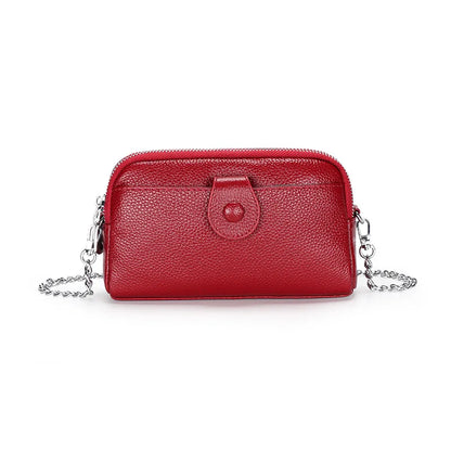 Portefeuille long cuir véritable femme pochette chaîne bandoulière