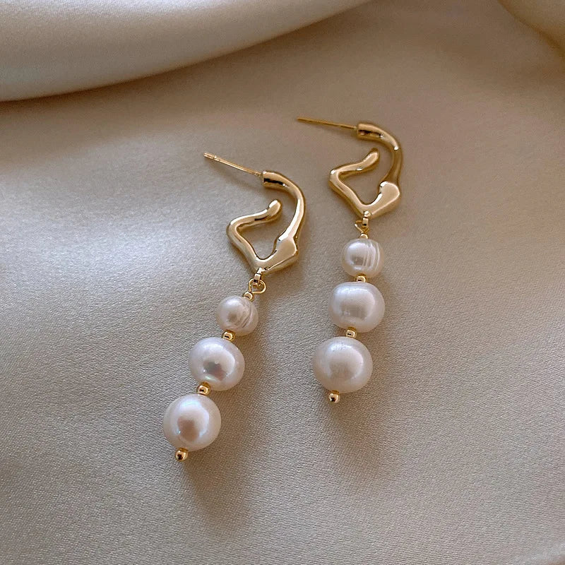 oucles d'oreilles perles baroques or 14k femme