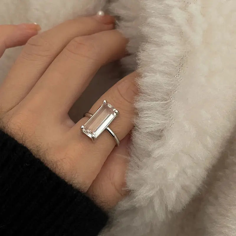 Bague transparente ajustable luxe femme
