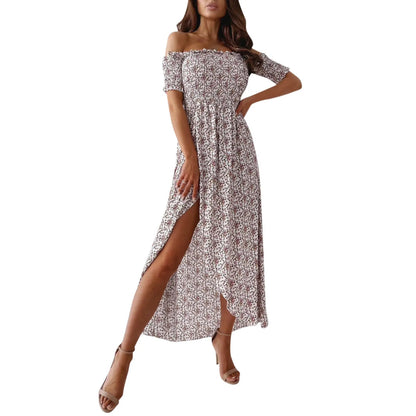 Robe florale épaules dénudées style bohème femme