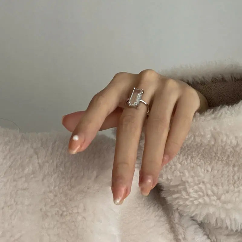 Bague transparente ajustable luxe femme