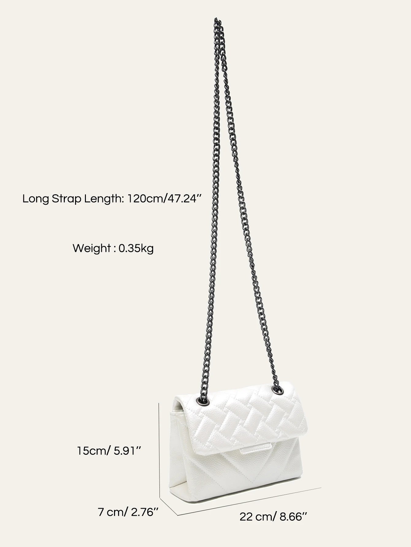 Sac à rabat matelassé métallique chaîne femme