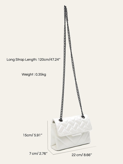 Sac à rabat matelassé métallique chaîne femme