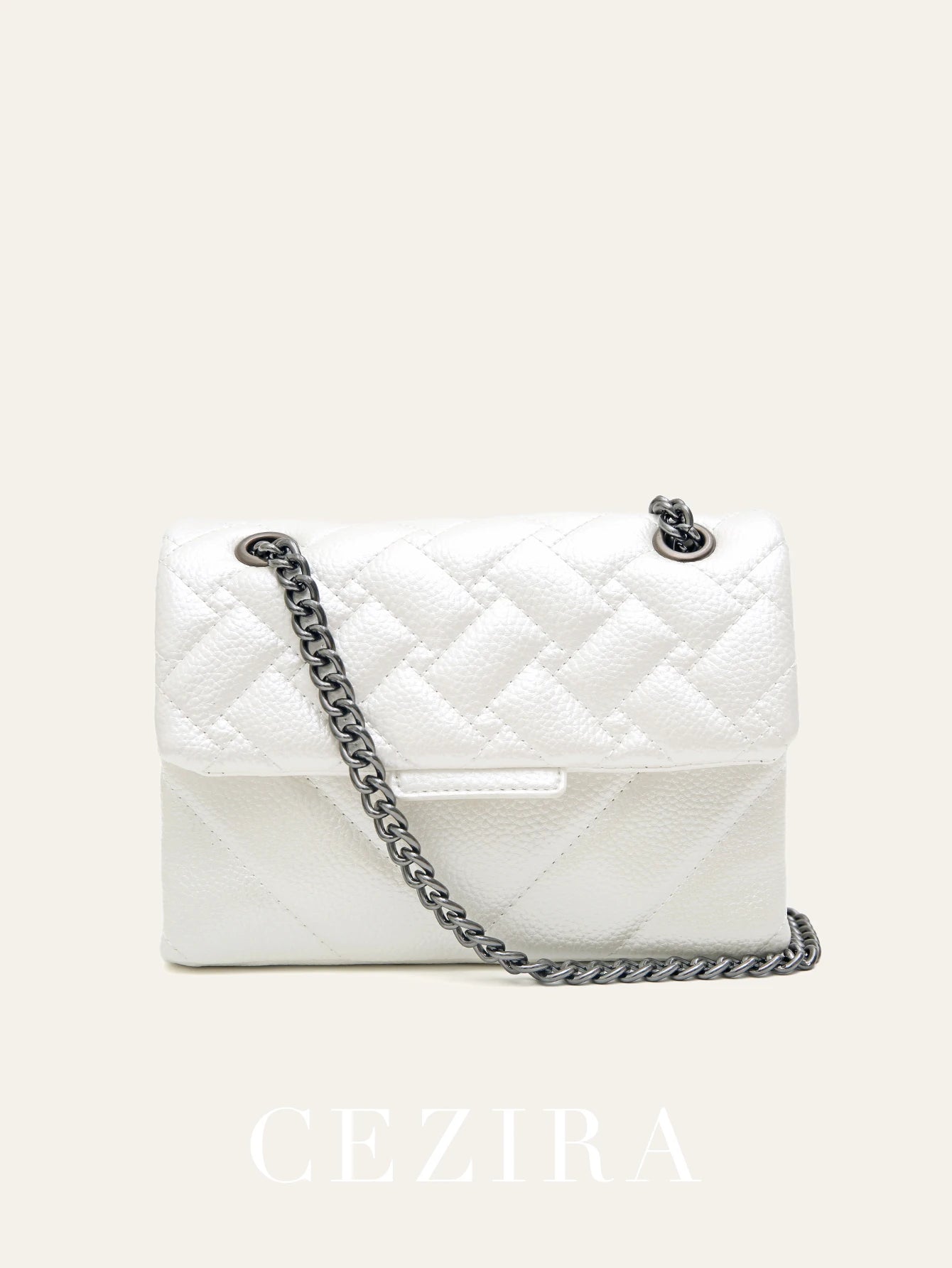 Sac à rabat matelassé métallique chaîne femme