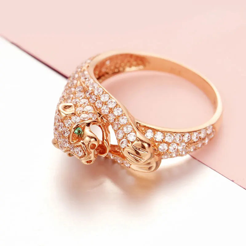 Bague cocktail zircon or rose 14k bijou femme élégant
