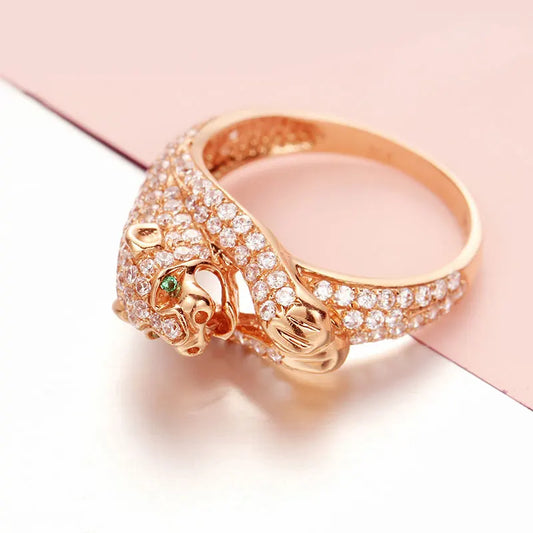 Bague cocktail zircon or rose 14k bijou femme élégant