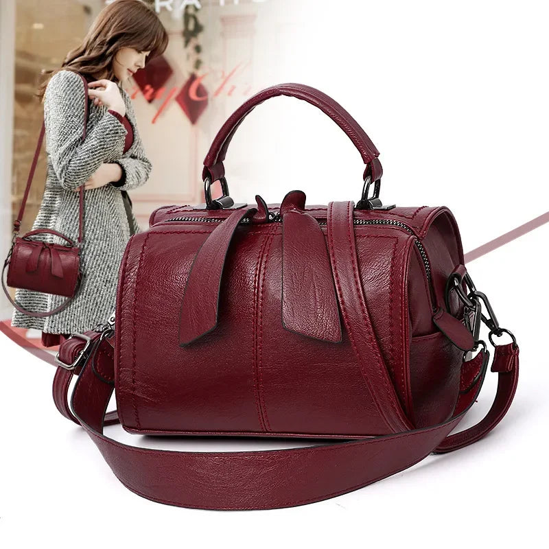 Sac à main carré nœud style coréen cuir souple bandoulière
