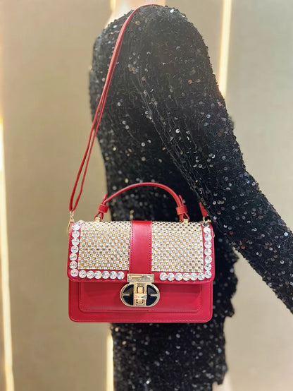 Sac luxe chaîne strass femme élégant