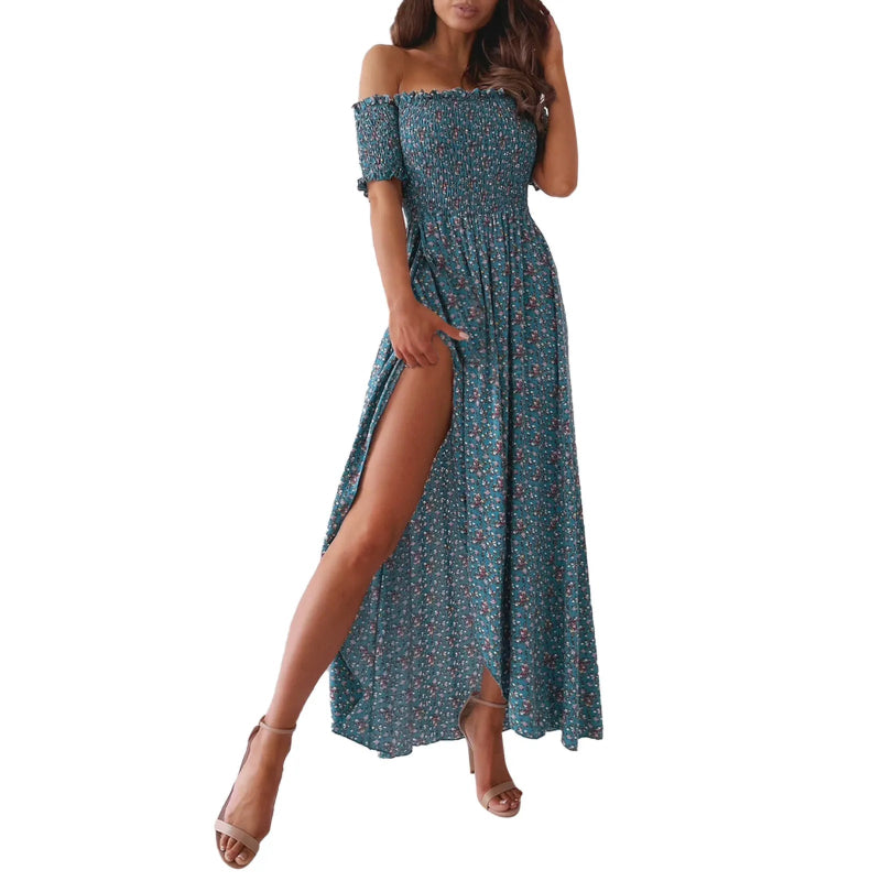 Robe florale épaules dénudées style bohème femme