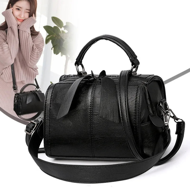 Sac à main carré nœud style coréen cuir souple bandoulière