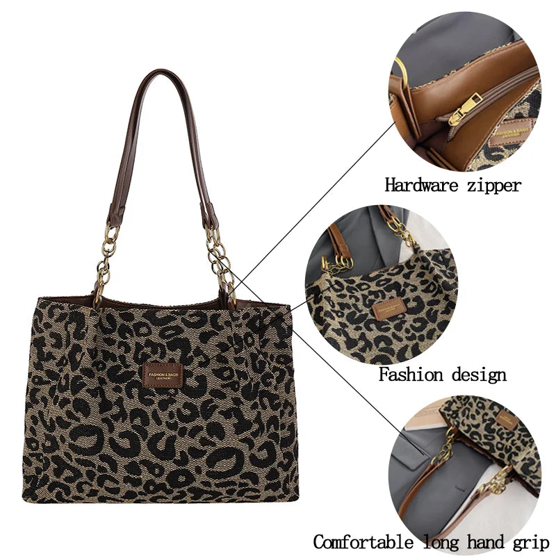 Sac cabas léopard vintage femme