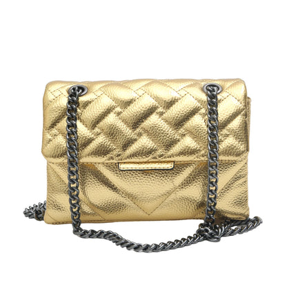 Sac à rabat matelassé métallique chaîne femme