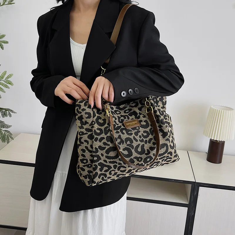 Sac cabas léopard vintage femme