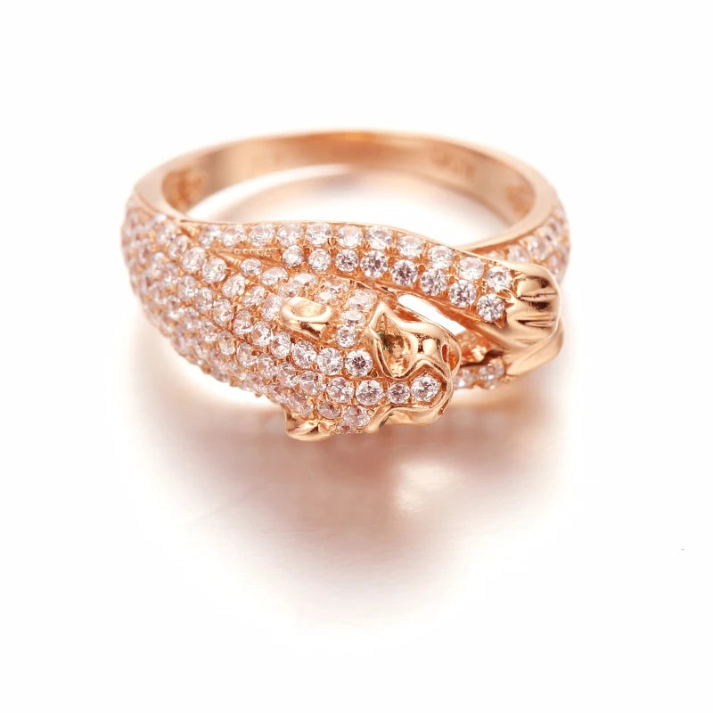 Bague cocktail zircon or rose 14k bijou femme élégant