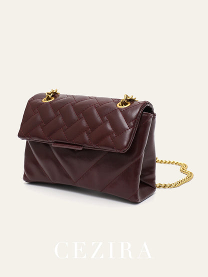 Sac à rabat matelassé métallique chaîne femme
