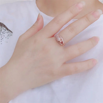 Bague cocktail zircon or rose 14k bijou femme élégant
