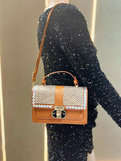 Sac luxe chaîne strass femme élégant
