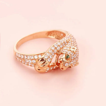 Bague cocktail zircon or rose 14k bijou femme élégant