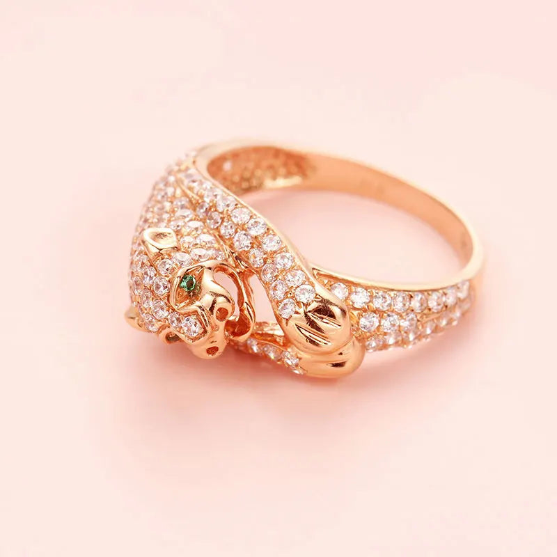 Bague cocktail zircon or rose 14k bijou femme élégant