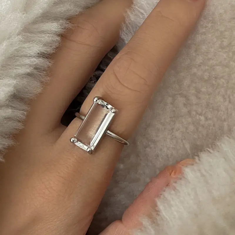 Bague transparente ajustable luxe femme